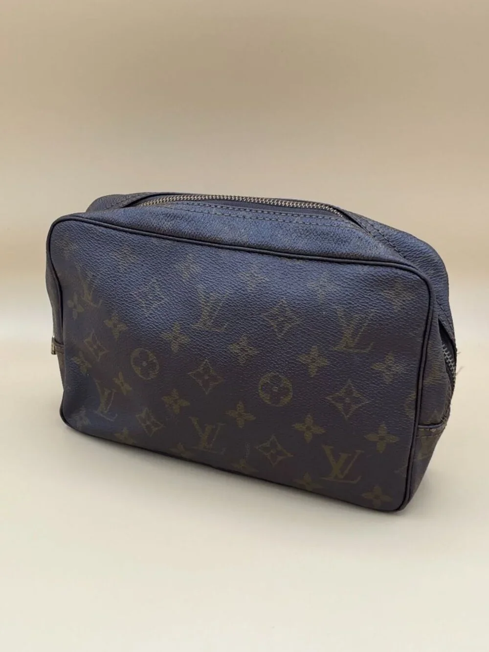 Louis Vuitton Monogram Canvas Blue Toiletry Bag With Zipper Closure